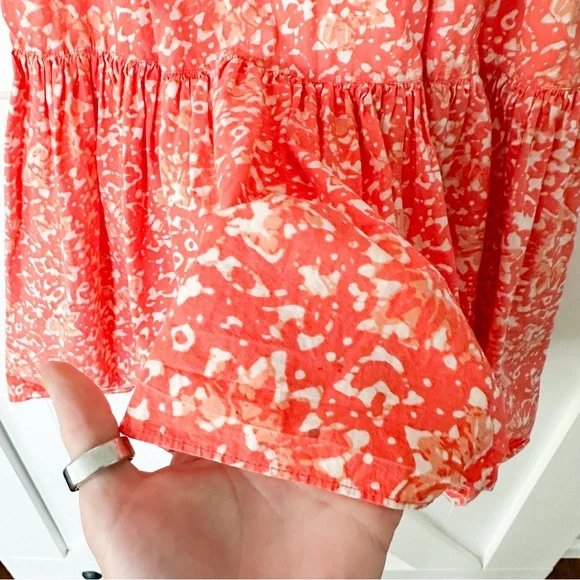 Ulla Johnson Freida Dress Printed Cotton Coral Batik Orange Size 2 - Picture 6 of 12